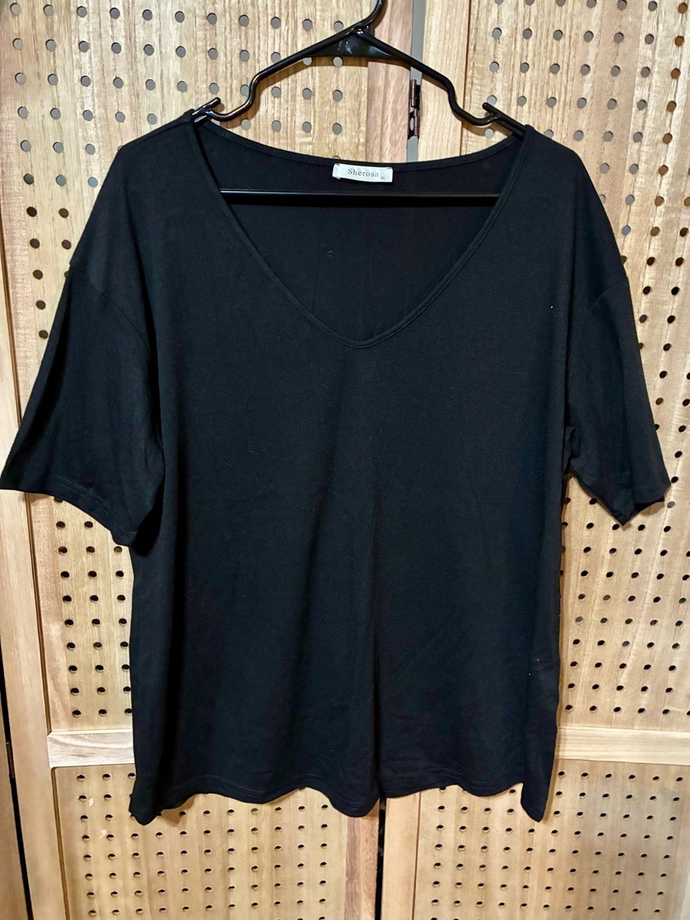 V-Neck Short Sleeve Top - Black XL